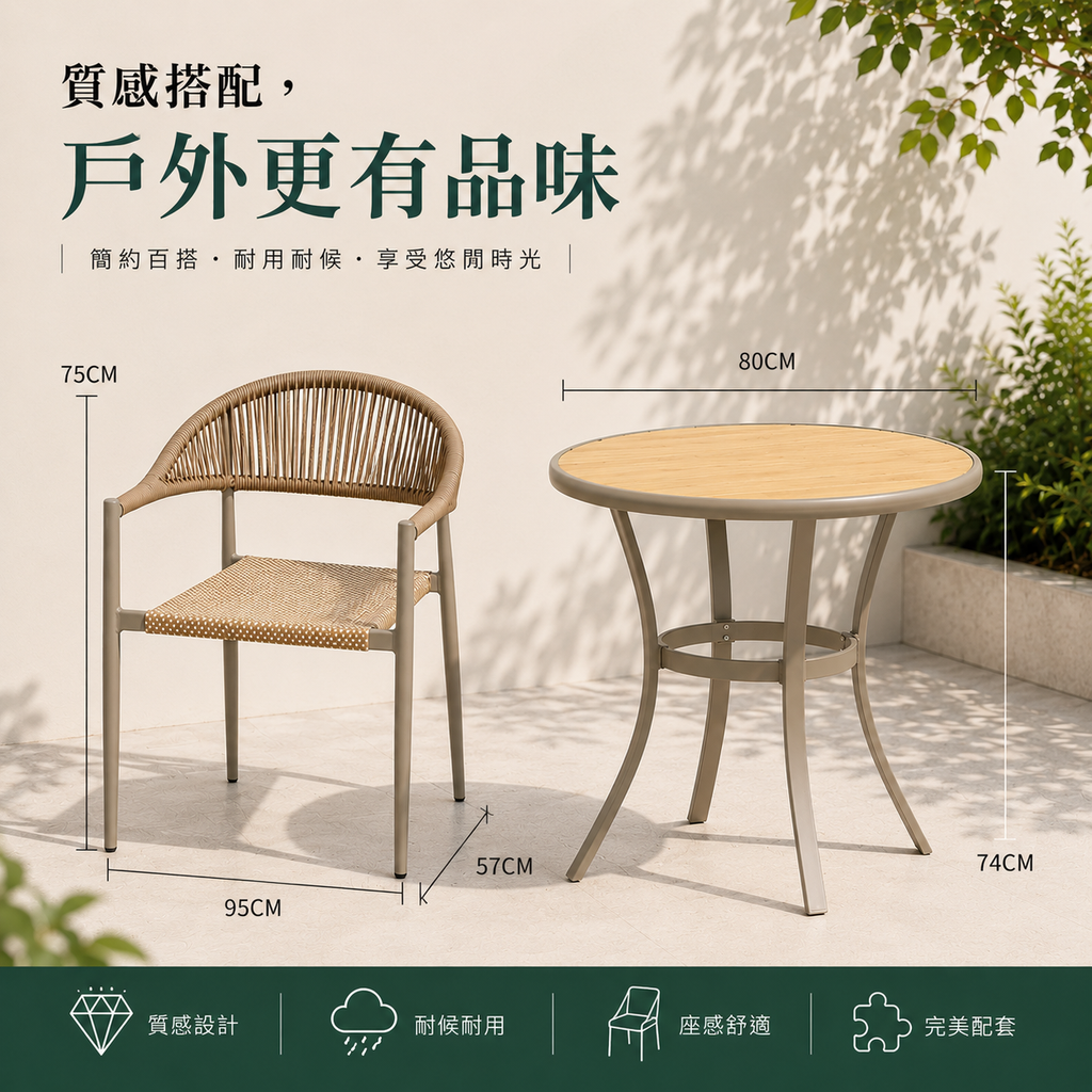 【618限量10組】塑木桌椅組